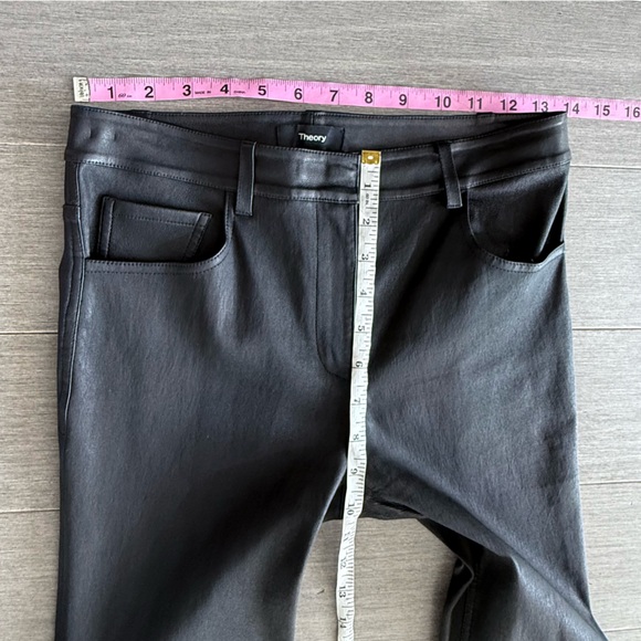 Theory 5 Pocket Flare Pant Jeans in Leather Black Size 0 Ankle Crop Quiet Luxury - Picture 15 of 16